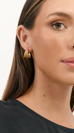 Twisted Multi Layer Hoop Earrings - Gold