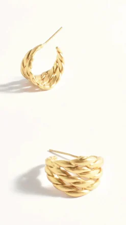 Twisted Multi Layer Hoop Earrings - Gold