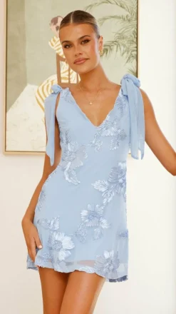 Usha Tie Strap Mini Dress - Blue