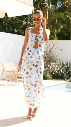 Vaiana Tie Top - Blue / Floral