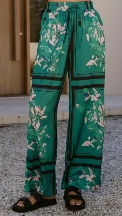 Valene Pants - Green/Pink Print