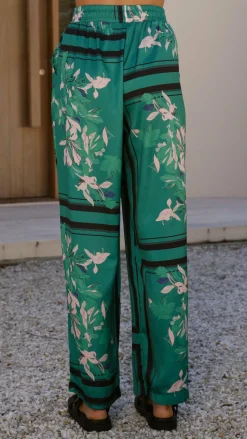 Valene Pants - Green/Pink Print