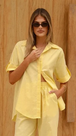 Vallerie Button Up Shirt - Yellow