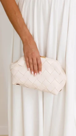 Vasanti Woven Clutch - Beige
