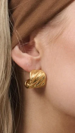 Vera Textured 18K Gold Plated Earrings - Gold