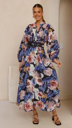 Veronica Button Down Maxi Dress - Azure Donatella