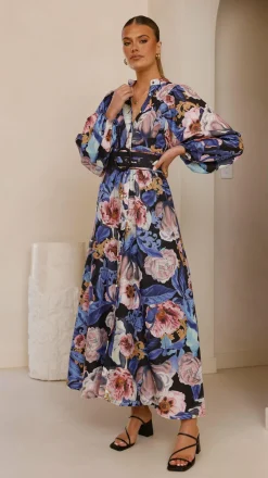 Veronica Button Down Maxi Dress - Azure Donatella