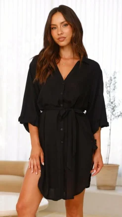 Vesper Button Down Beach Cover Up - Black