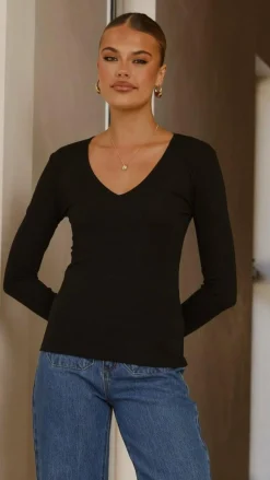 Vienna Long Sleeve Top - Black