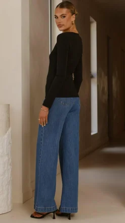 Vienna Long Sleeve Top - Black