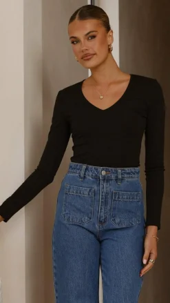 Vienna Long Sleeve Top - Black
