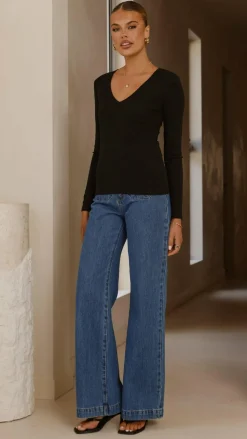 Vienna Long Sleeve Top - Black