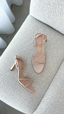 Vixin Heels - Champagne Satin Diamante