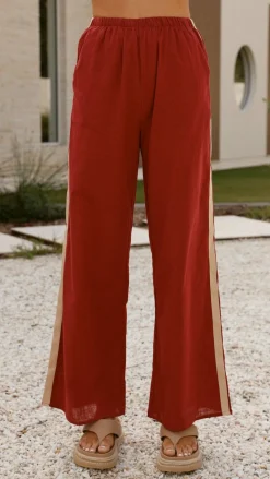 Wandering Heart Long Sleeve Top and Pants Set - Dark Red