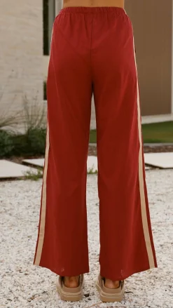 Wandering Heart Long Sleeve Top and Pants Set - Dark Red