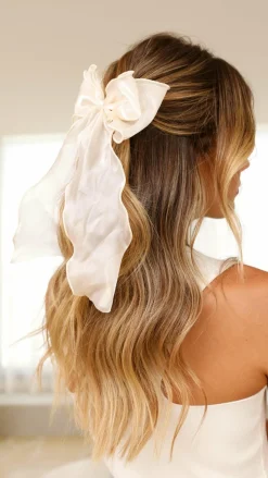 Wavery Hair Bow - Cream