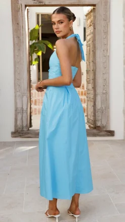 Wesley Halter Neck Maxi Dress - Blue