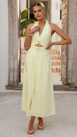 Wesley Halter Neck Maxi Dress - Yellow