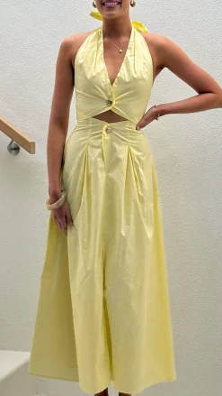 Wesley Halter Neck Maxi Dress - Yellow