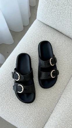 Wilmer Slide - Black Raffia