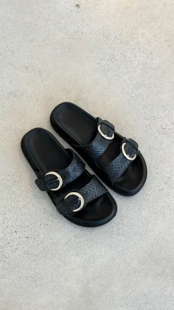 Wilmer Slide - Black Raffia
