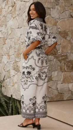 Xander 3/4 Sleeve Button Down Shirt - Black/White