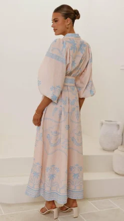 Xander Long Sleeve Maxi Dress - Blue