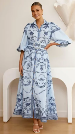 Xander Long Sleeve Maxi Dress - Indigo