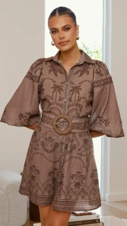 Xander Long Sleeve Mini Dress - Espresso