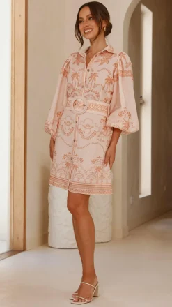 Xander Long Sleeve Mini Dress - Natural