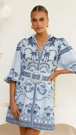 Xander Long Sleeve Mini Dress - Indigo