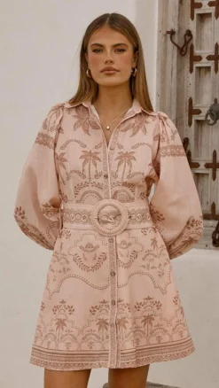 Xander Long Sleeve Mini Dress - Blush