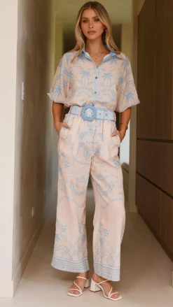 Xander Wide Leg Pants - Blue