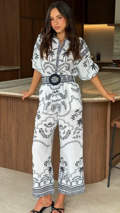 Xander Wide Leg Pants - Black/White