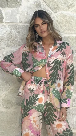 Xiana Button Up Shirt - Tropical Print