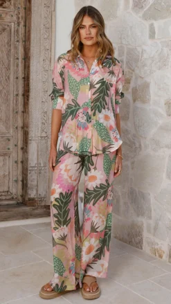 Xiana Button Up Shirt - Tropical Print