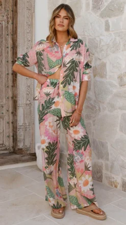 Xiana Button Up Shirt - Tropical Print