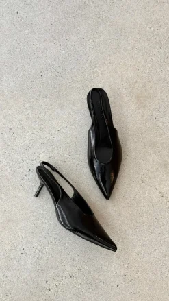 Xishi Heel - Black Crinkle Patent