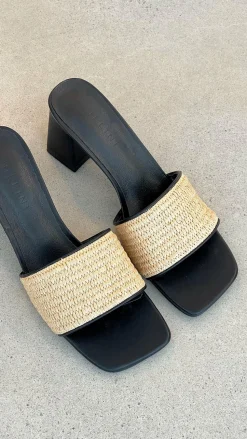Yarina Heel - Natural Raffia-Black