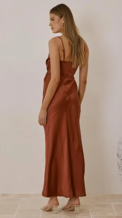 Yasmeen Tie Front Maxi Dress - Rust