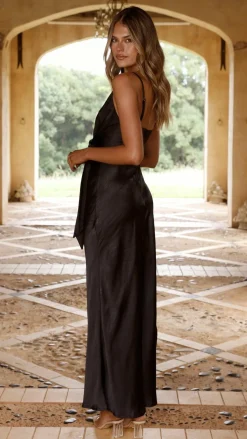 Yasmeen Tie Front Maxi Dress - Black