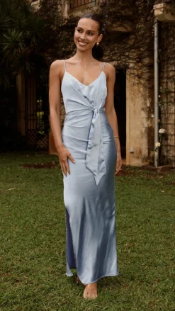 Yasmeen Tie Front Maxi Dress - Blue