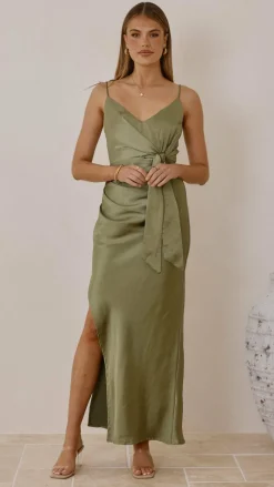 Yasmeen Tie Front Maxi Dress - Olive
