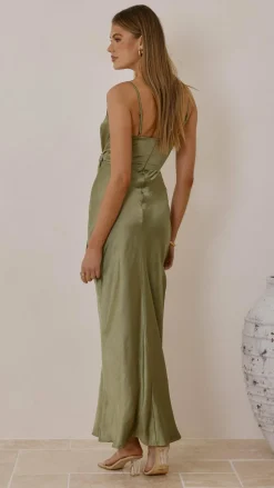 Yasmeen Tie Front Maxi Dress - Olive