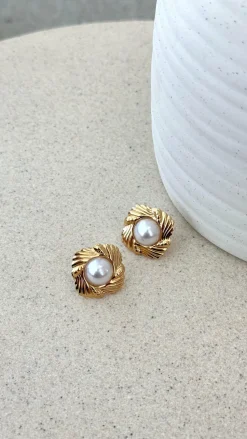 Yasmine 14K Gold Earrings - Gold / Pearl