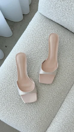 Yiri Heels - Champagne Satin Diamante