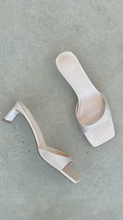 Yiri Heels - Champagne Satin Diamante