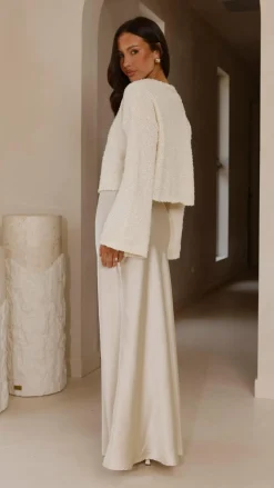 Zala Cropped Knit Sweater - Cream