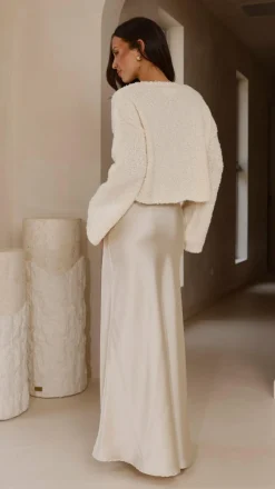 Zala Cropped Knit Sweater - Cream