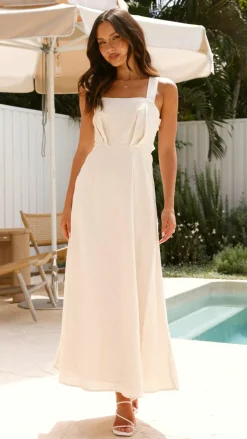 Zavory Maxi Dress - Oat / White